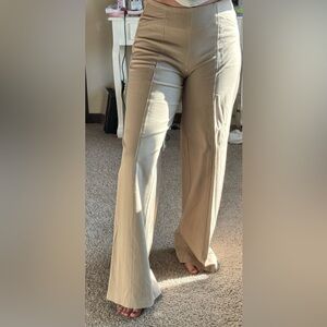 Wide Leg Tan Pants